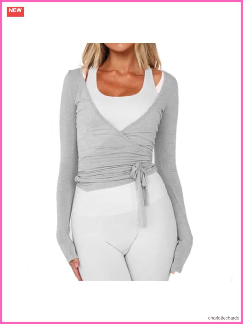 Wrap Tie Top Women's Long Sleeve Ballet Workout Yoga Shirt